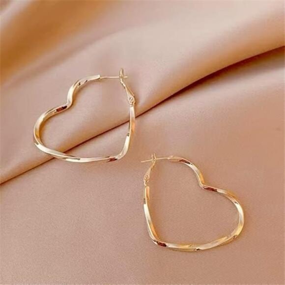 Trendy CZ Gold Hoop Earrings for Women, Lightweight Chunky Silver Earrings - Picture 6 of 16